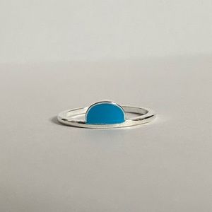 Blue and silver boho ring size 7